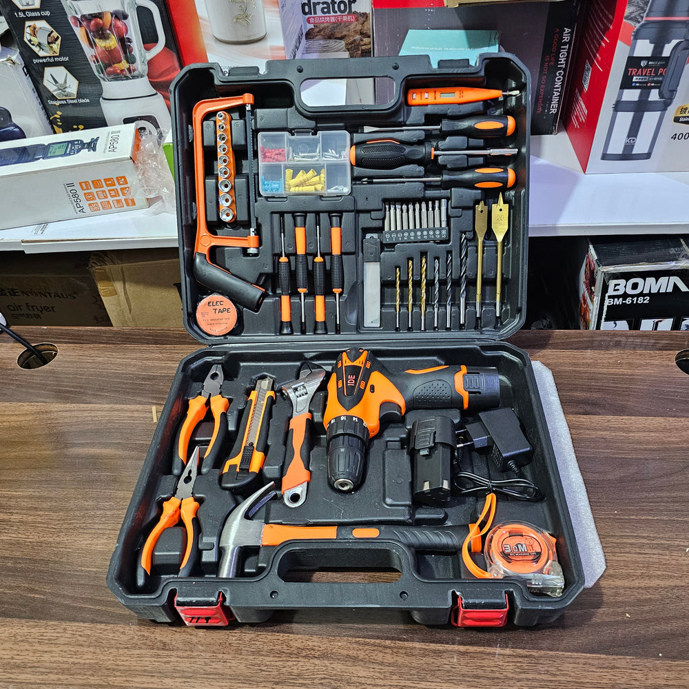 Lot Imported 117 Piece Tool Kit with Rechargeable Drill