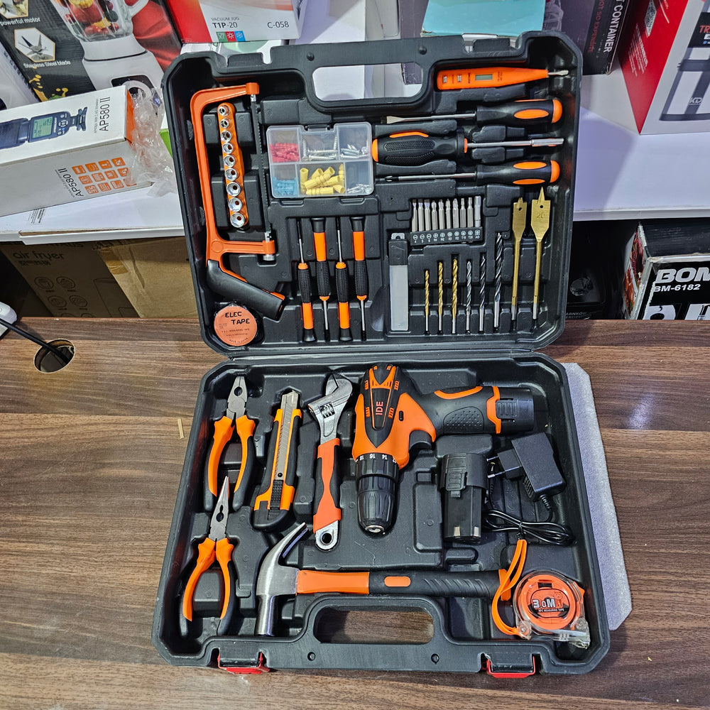 Lot Imported 117 Piece Tool Kit with Rechargeable Drill