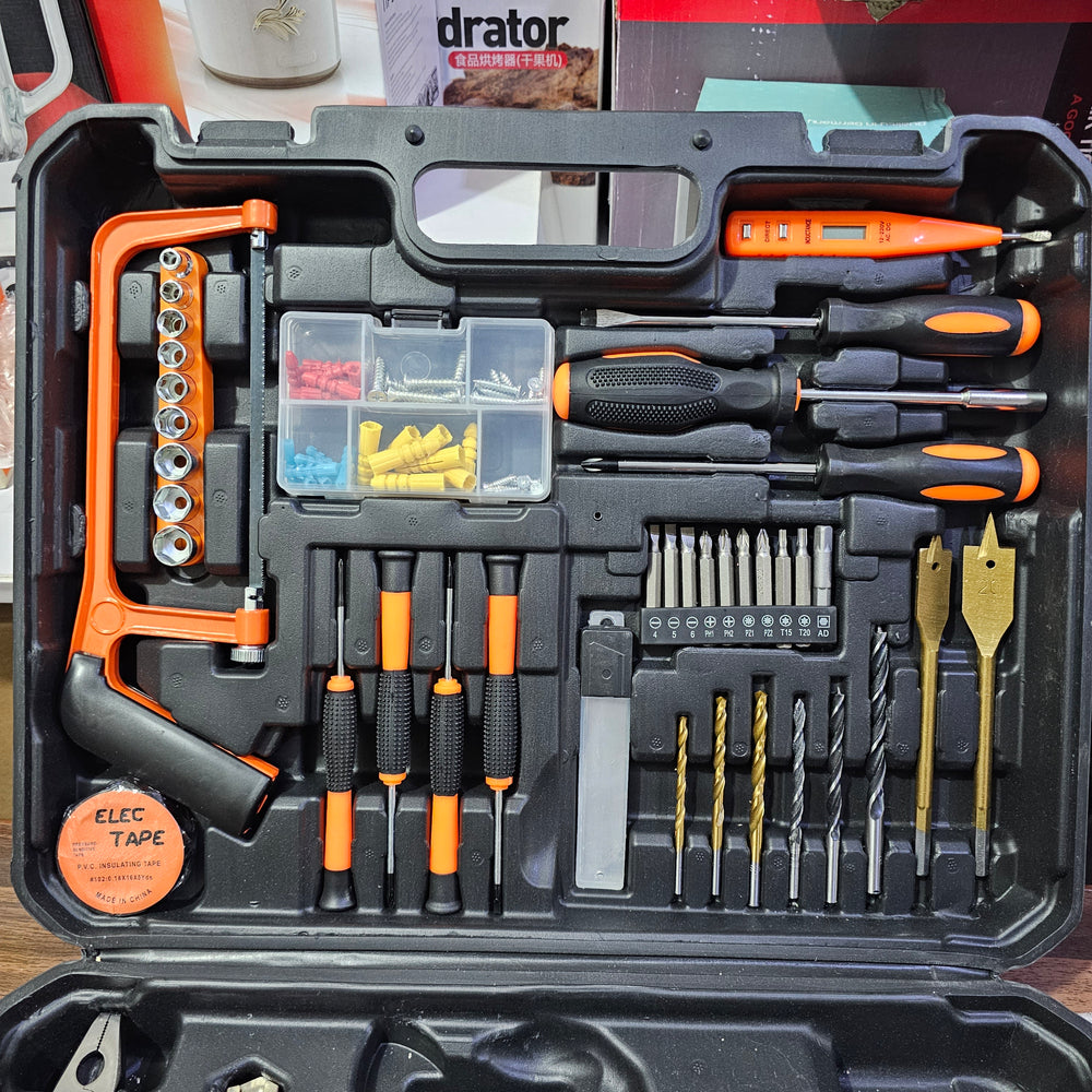 Lot Imported 117 Piece Tool Kit with Rechargeable Drill